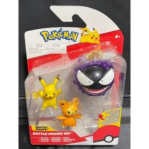 Pokémon Battle Figure Set - Teddiursa, Pikachu #9, Nebulak Action Figure